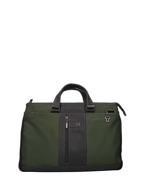 Borsa portadocumenti espandibile in tessuto e pelle PIQUADRO | CA4021BR2VERDE