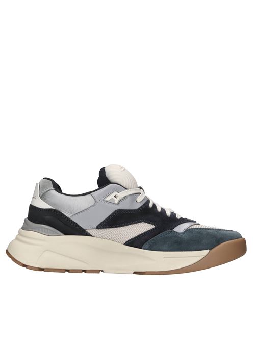 Sneakers in pelle camoscio e tessuto SANTONI | MBHR21918TISHGHRU40BLU-BEIGE-BIANCO