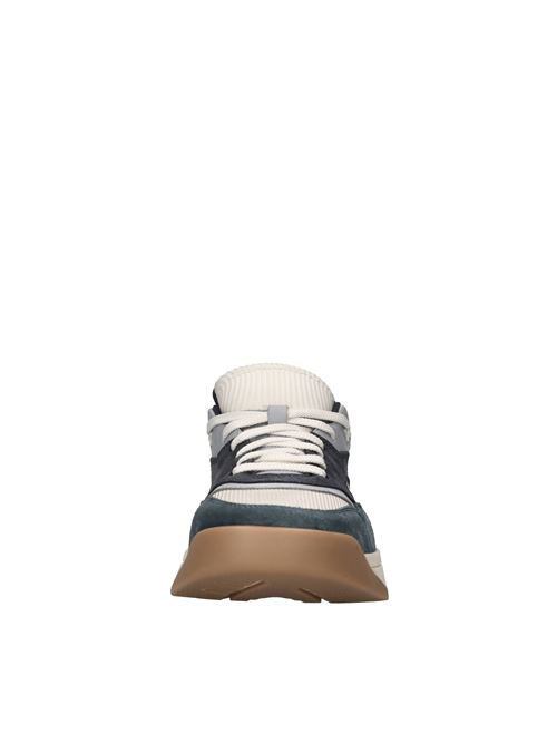 Sneakers in pelle camoscio e tessuto SANTONI | MBHR21918TISHGHRU40BLU-BEIGE-BIANCO