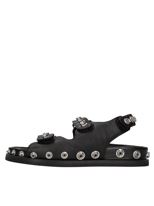 Sandali in pelle con applicazioni STRATEGIA | F-59NERO