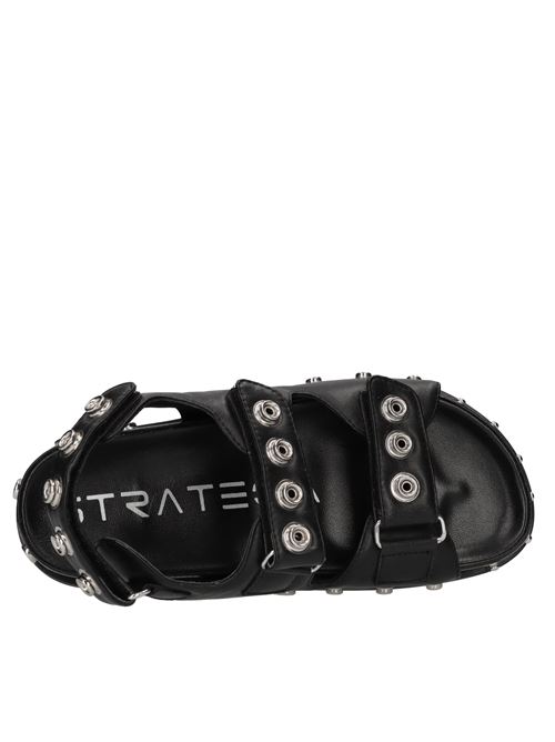 Sandali in pelle con applicazioni STRATEGIA | F-59NERO
