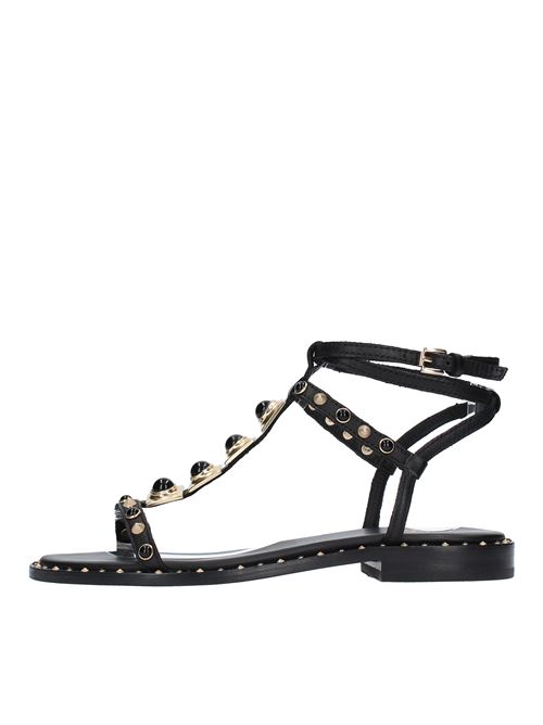Flat sandals model PARTY01 made of leather and studs ASH | PARTY01NERO
