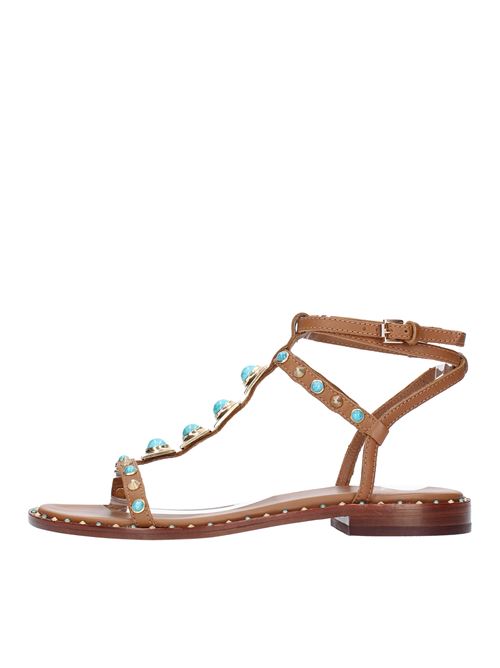 Flat sandals model PARTY02 in leather and studs ASH | PARTY02CANNELLA