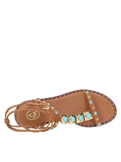 Sandali flat modello PARTY02 in pelle e borchie ASH | PARTY02CANNELLA