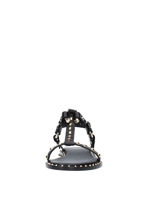 Sandali flat modello PATSY in pelle e borchie ASH | PATSY01NERO