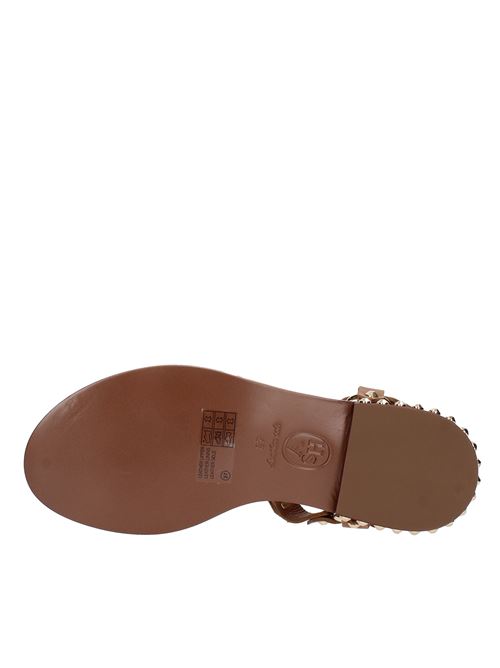 PATSY model flat sandals in leather and studs ASH | PATSY SOFT BRASILCINNAMON