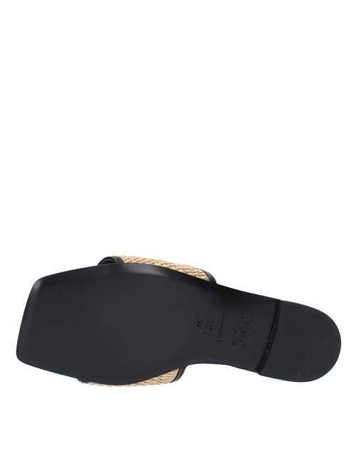 Sandali Flat CASADEI modello PORTOFINO in pelle e raffia CASADEI | 1M359X001NERO