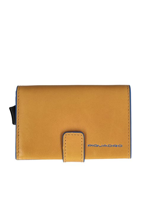 Portacarte di credito in pelle e metallo PIQUADRO | PP5649B2BLRGIALLO